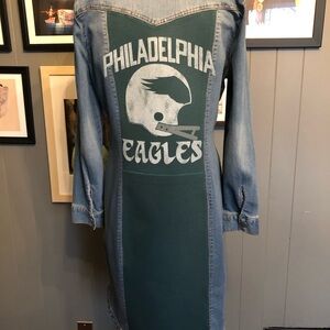 Philadelphia Eagles Up-Cycled Denim Dress Size 8-10 Medium